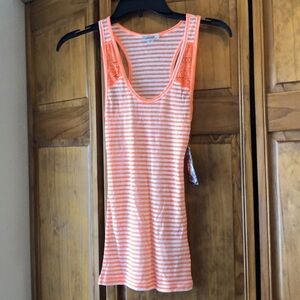 NWT Grane Neon Orange Lace Razorback Tank Top